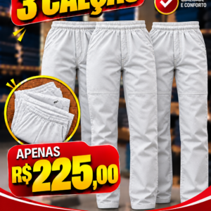 kit 3 calças de brim na cor branca