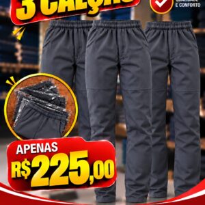 kit 3 calças de Brim na cor cinza chumbo
