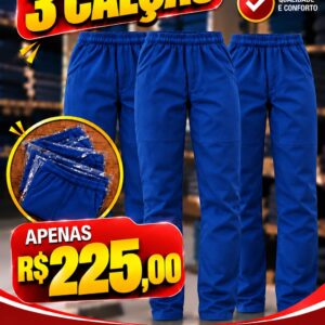 kit 3 calças de Brim na cor azul royal